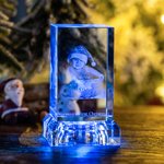 Personalised Baby's First Christmas 3D Engraved Photo Crystal