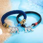 Gepersonaliseerde Vishaak Nautische Geweven Armband met 1-10 Gegraveerde Namen Vaderdag Verjaardagscadeau voor Mannen