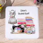 Boîte de rangement en métal personnalisée avec machine à coudre peinte Cadeaux pour tailleur