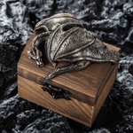 Personalized Dragon Treasure Chest Wooden Ring Jewelry Box with Name Wedding Engagement Gift for Couple