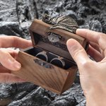 Personalized Dragon Treasure Chest Wooden Ring Jewelry Box with Name Wedding Engagement Gift for Couple