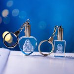 Personalized Rectangle and Heart Shaped 3D Crystal Glowing Light Up Photo Keychain