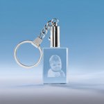 Personalized Rectangle and Heart Shaped 3D Crystal Glowing Light Up Photo Keychain