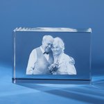 Cadeau personnalisé d'anniversaire d'or en cristal 3D avec photo gravée