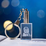 Personalized Rectangle and Heart Shaped 3D Crystal Glowing Light Up Photo Keychain