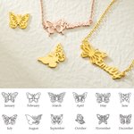 Personalised Birth Month Butterfly Name Necklace Jewellery