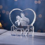 Personalizada en forma de corazón del amor 3D Foto de cristal de recuerdo de regalo para la pareja