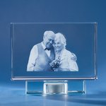 Cadeau personnalisé d'anniversaire d'or en cristal 3D avec photo gravée