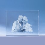 Cadeau personnalisé d'anniversaire d'or en cristal 3D avec photo gravée