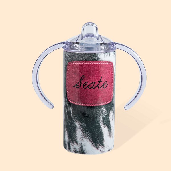 Personalized Cow Hide Sippy Cup with Name