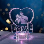Personalizada en forma de corazón del amor 3D Foto de cristal de recuerdo de regalo para la pareja