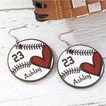 Gepersonaliseerde Honkbal Softbal Bengelen Oorbellen met Naam & Nummer