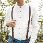 Tirantes de cuero de vaca personalizados para hombres con diseño en Y y nombre grabado regalo para Día del Padre accesorio para padrinos de boda