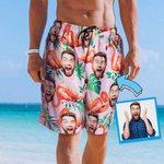 Photo visage personnalisé Fruits Flamant Palmier Séchage rapide Maillot de bain homme Vacances d'été Essentials Fête des pères Cadeau d'anniversaire p