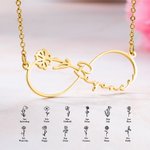 Collar Infinito Personalizado Flor de Nacimiento y Nombre Regalo para Ella
