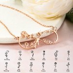 Collar Infinito Personalizado 2 Flores de Nacimiento y 2 Nombres Regalo para Ella