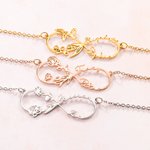 Collar Infinito Personalizado 2 Flores de Nacimiento y 2 Nombres Regalo para Ella