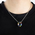 Collier pendentif double anneaux LGBT Pride Rainbow personnalisé