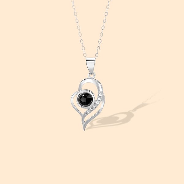 Personalized Heart Shaped Photo Projection Necklace for Birthday Anniversary Memorial Gift