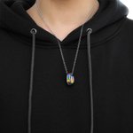 Collier pendentif double anneaux LGBT Pride Rainbow personnalisé