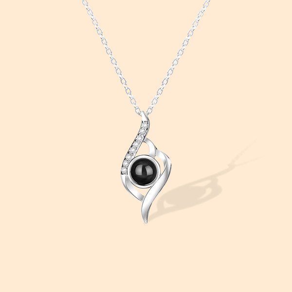 Collier avec Photo Projection Personnalisée Pendentif en Argent Cadeau Anniversaire Fête des Mères pour Femme