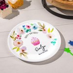 Personalizowany ceramiczny talerz urodzinowy w kwiaty