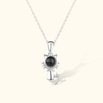 Collier Projection Personnalisé avec Photo Collier Commémoratif en 100 Langues Cadeau de d'Anniversaire pour Amoureux des Chats