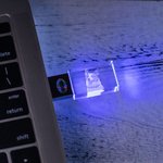 Disque USB personnalisé 3D Crystal Photo Rectangle Heart gravé au laser
