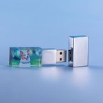Disque USB personnalisé 3D Crystal Photo Rectangle Heart gravé au laser