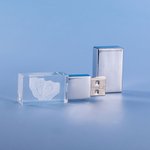 Disque USB personnalisé 3D Crystal Photo Rectangle Heart gravé au laser