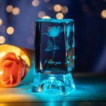 Bases de lumière en cristal de roche 3D personnalisées pour un cadeau de Saint-Valentin