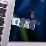 Disque USB personnalisé 3D Crystal Photo Rectangle Heart gravé au laser