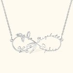 Collar Infinito Personalizado 2 Flores de Nacimiento y 2 Nombres Regalo para Ella