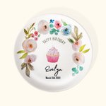Personalizowany ceramiczny talerz urodzinowy w kwiaty
