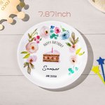 Personalizowany ceramiczny talerz urodzinowy w kwiaty