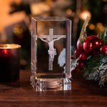 Cube en cristal avec photo de la scène de la Nativité 3D personnalisée - Cadeau de souvenir