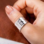 Anillo Pulgar Martillado Ajustable Personalizado Hecho a Mano Anillo Pulido Espejo