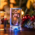Cube en cristal avec photo de la scène de la Nativité 3D personnalisée - Cadeau de souvenir