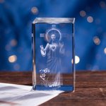 Cube en cristal avec photo de la scène de la Nativité 3D personnalisée - Cadeau de souvenir
