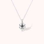 Personalised 100 Languages I love You Photo Projection Four Leaf Clover Necklace