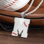 Personalized Engraved Baseball Initial Men's Necklace with Name for Birthday Gift for Sport Lovers