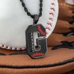 Personalized Engraved Baseball Initial Men's Necklace with Name for Birthday Gift for Sport Lovers