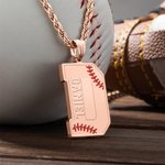 Personalized Engraved Baseball Initial Men's Necklace with Name for Birthday Gift for Sport Lovers