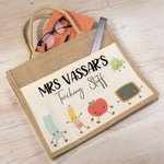 Sac en Jute Personnalisé avec Nom Motif Matériel Pédagogique Cadeau de Remerciement pour Enseignant