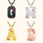Personalized Engraved Baseball Initial Men's Necklace with Name for Birthday Gift for Sport Lovers