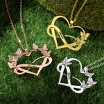 Colgante personalizado Infinito y Corazón con Nombre Mes de Nacimiento Collar Mariposa