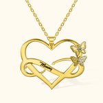 Colgante personalizado Infinito y Corazón con Nombre Mes de Nacimiento Collar Mariposa