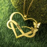 Colgante personalizado Infinito y Corazón con Nombre Mes de Nacimiento Collar Mariposa