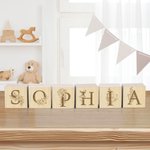 Bloques de letras de madera personalizados Letras grabadas florales Regalo de Baby Shower