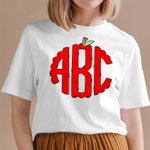 Personalised Monogram Letters Apple Teacher T-Shirt Back to School Gift